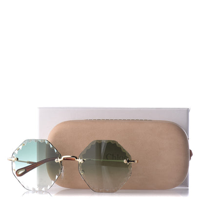 Chloe Rosie Bevelled Round Sunglasses CE142S Gold Gradient Green 7 of 7