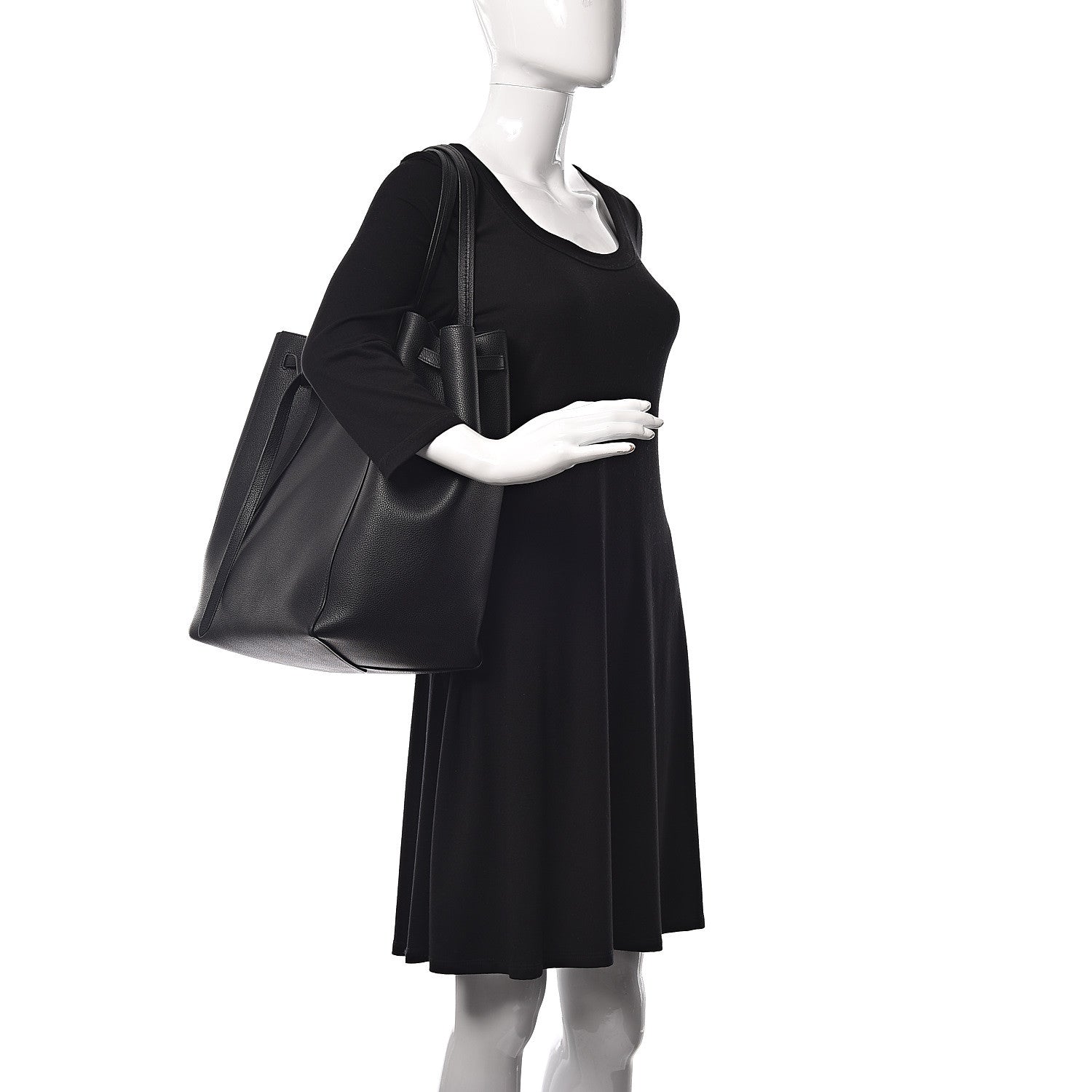Celine Soft Grained Calfskin Medium Belt Cabas Phantom Black 2 of 10