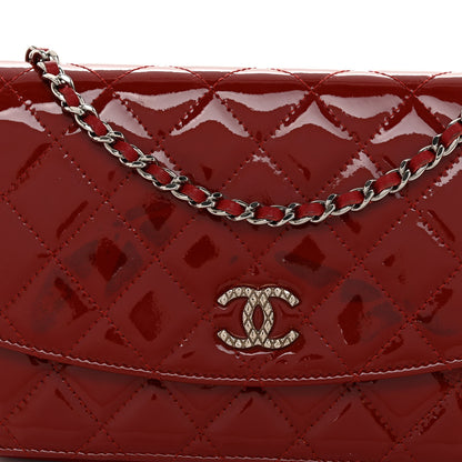 Chanel Patent Quilted Brilliant Wallet On Chain WOC Red 14 of 21