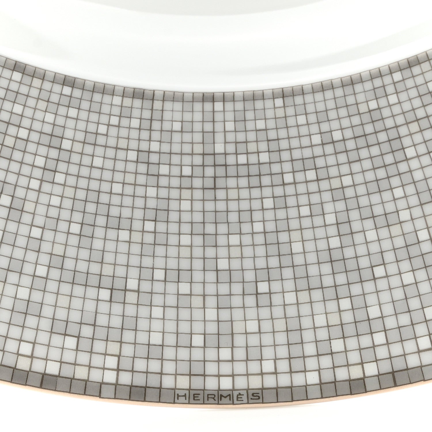 Hermes Porcelain Mosaique Au 24 Platine Presentation Plate Set of 2 3 of 7