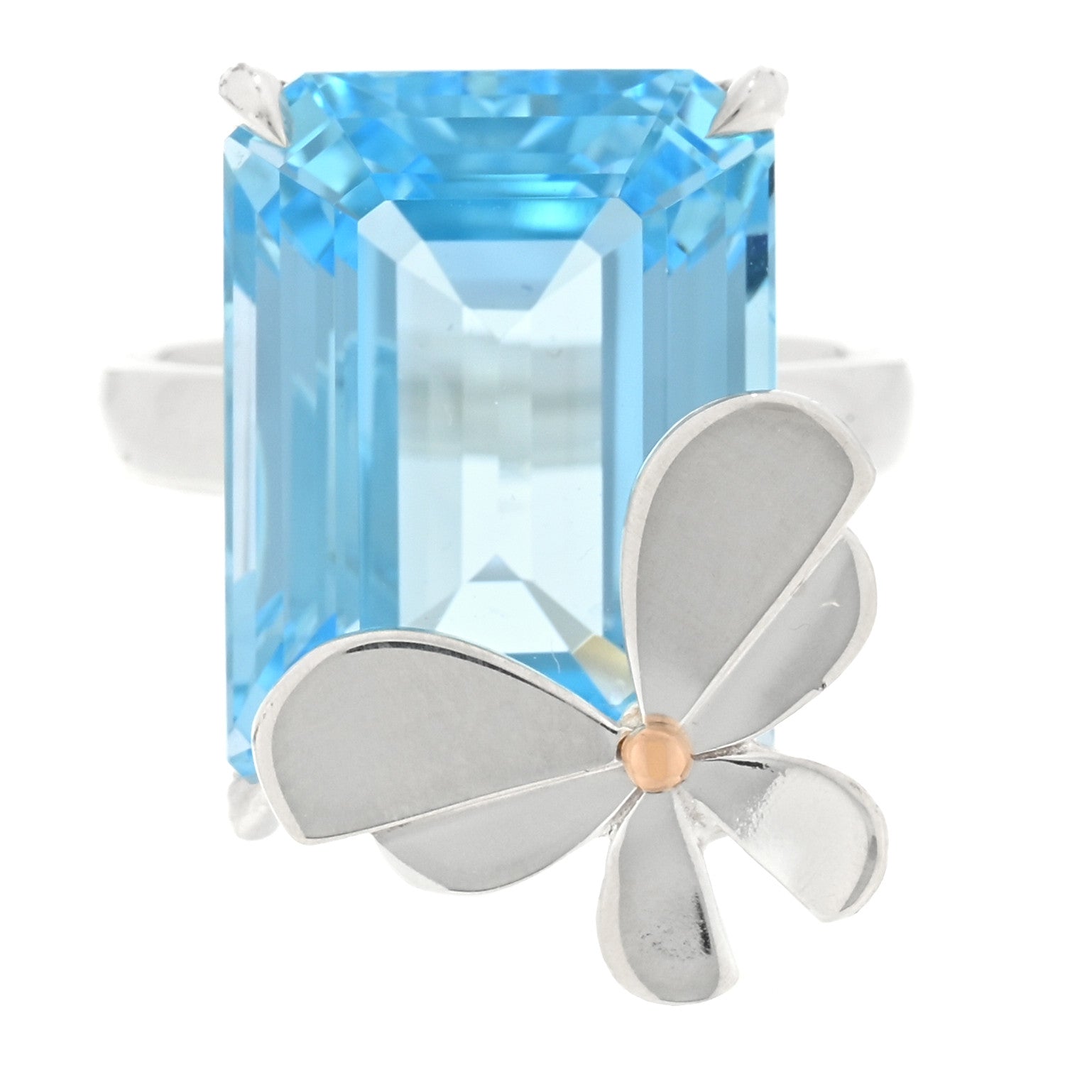 Tiffany Sterling Silver 18K Rose Gold Blue Topaz Return to Tiffany Love Bugs Butterfly Ring 51 5.75 1 of 4