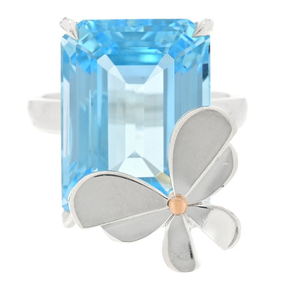 Tiffany Sterling Silver 18K Rose Gold Blue Topaz Return to Tiffany Love Bugs Butterfly Ring 51 5.75 1 of 4