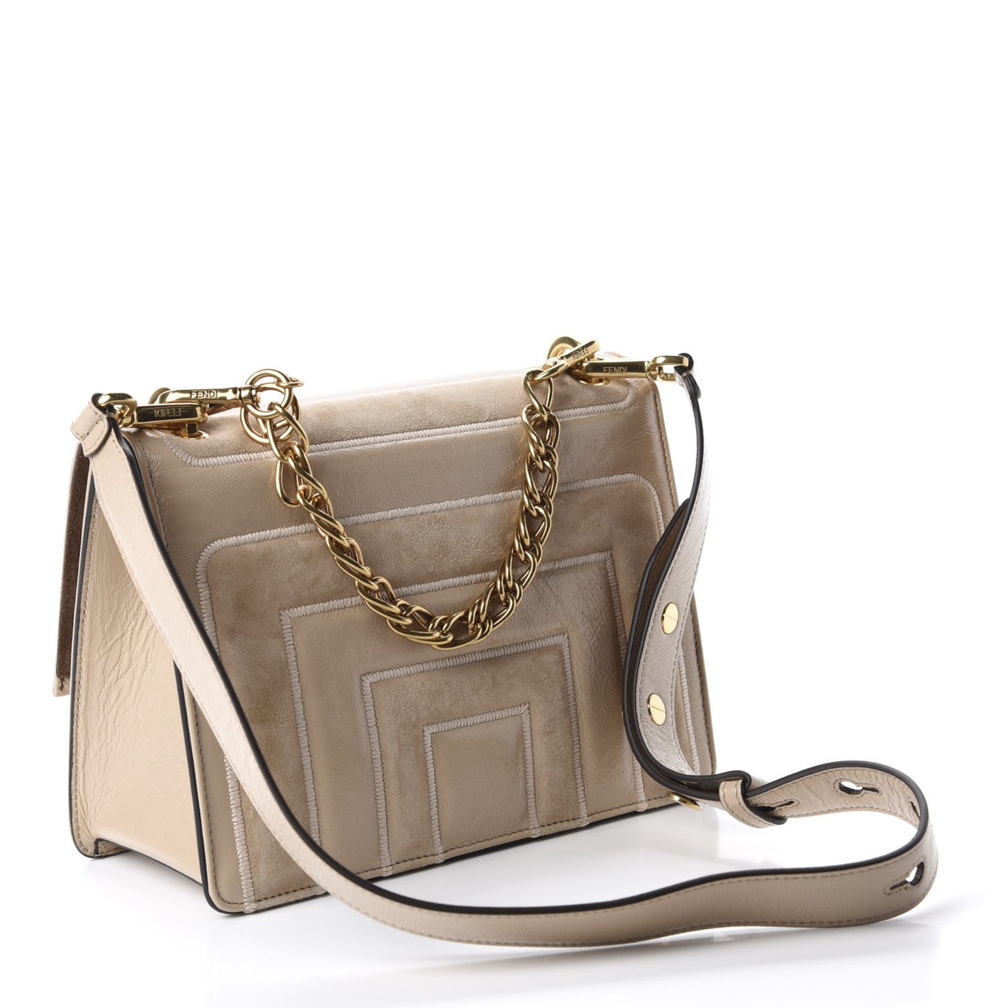 Agnello Old Shine Chamois F is Fendi Embossed Kan U Shoulder Bag Amido Nude
