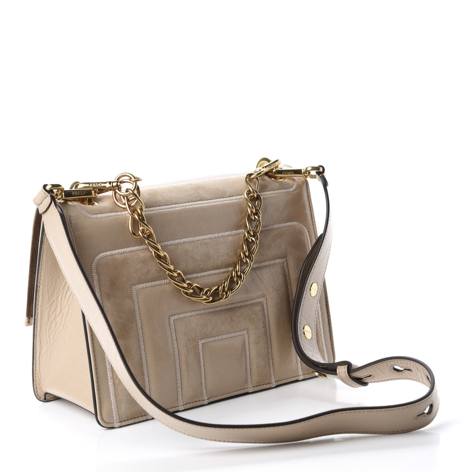 Fendi Agnello Old Shine Chamois F is Fendi Embossed Kan U Shoulder Bag Amido Nude 3 of 10