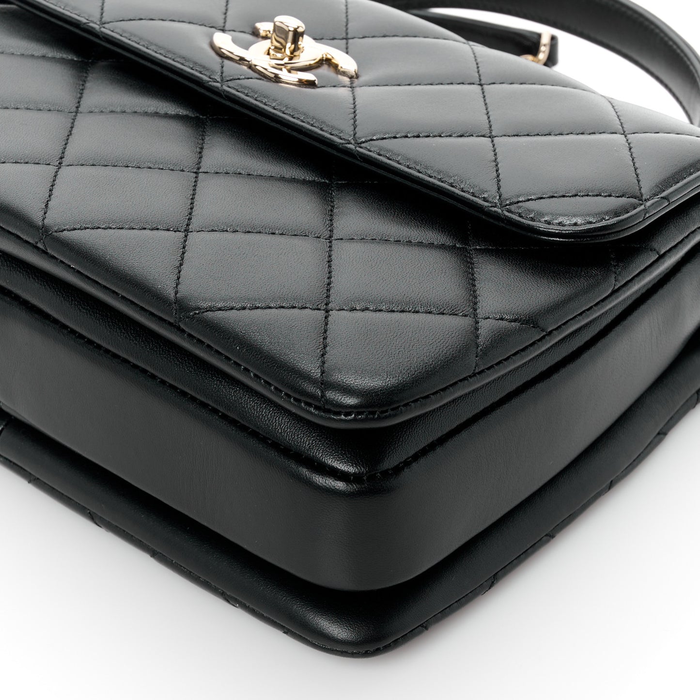 Lambskin Quilted Small Trendy CC Dual Handle Flap Bag Black