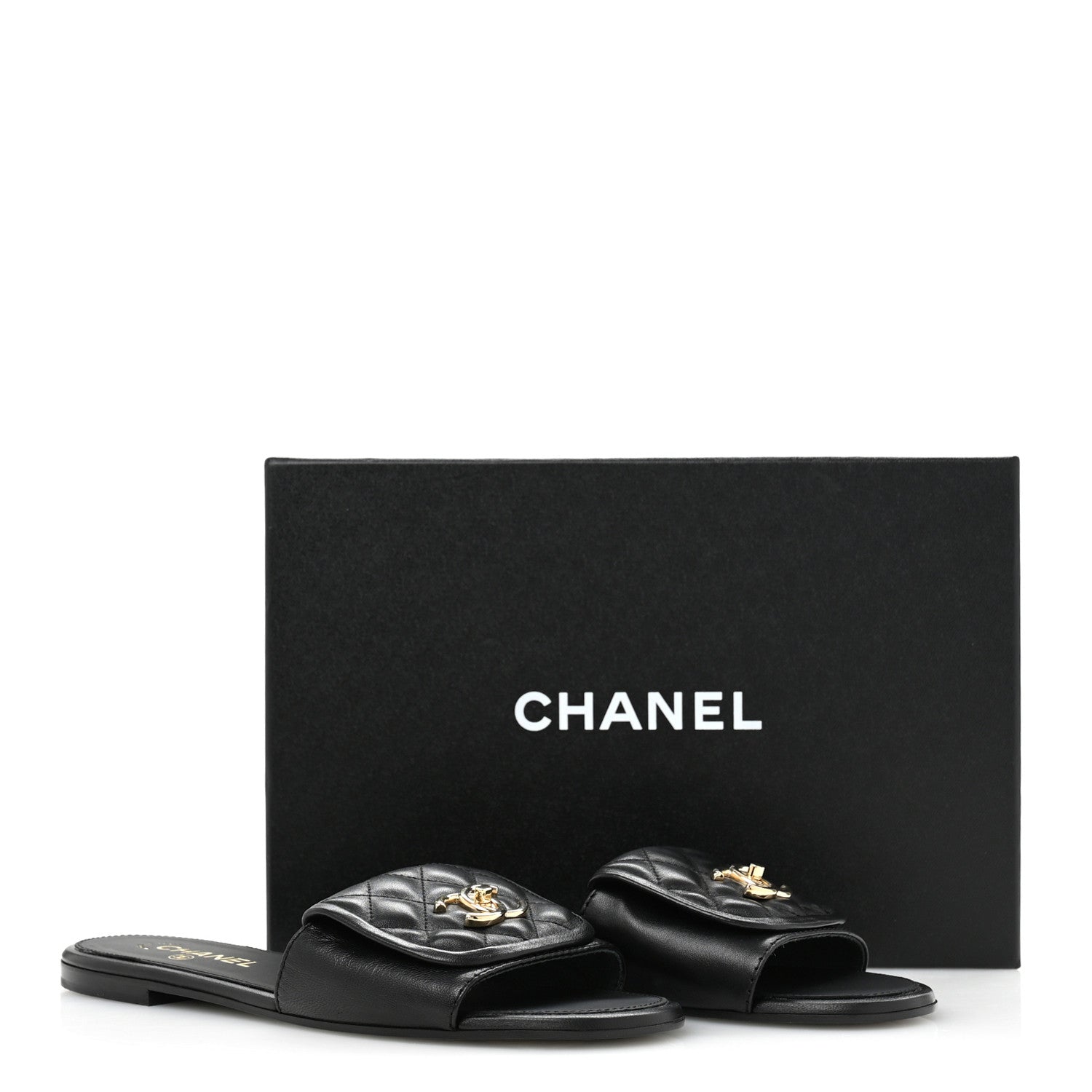 Chanel Lambskin Quilted Turnlock Flat Mules 41 Black 11 of 11