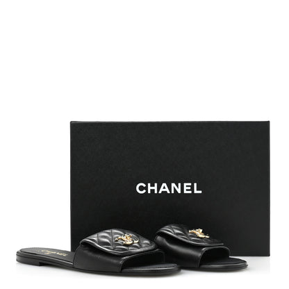 Chanel Lambskin Quilted Turnlock Flat Mules 41 Black 11 of 11