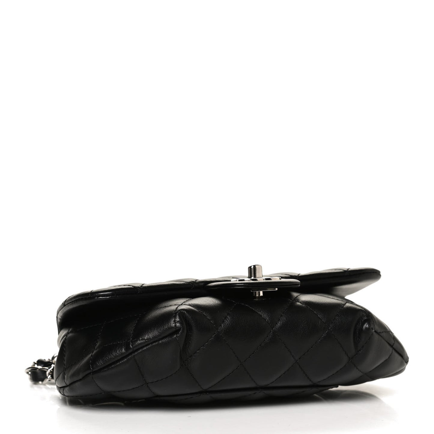 Calfskin Quilted CC Uniform Flap Belt Bag Black