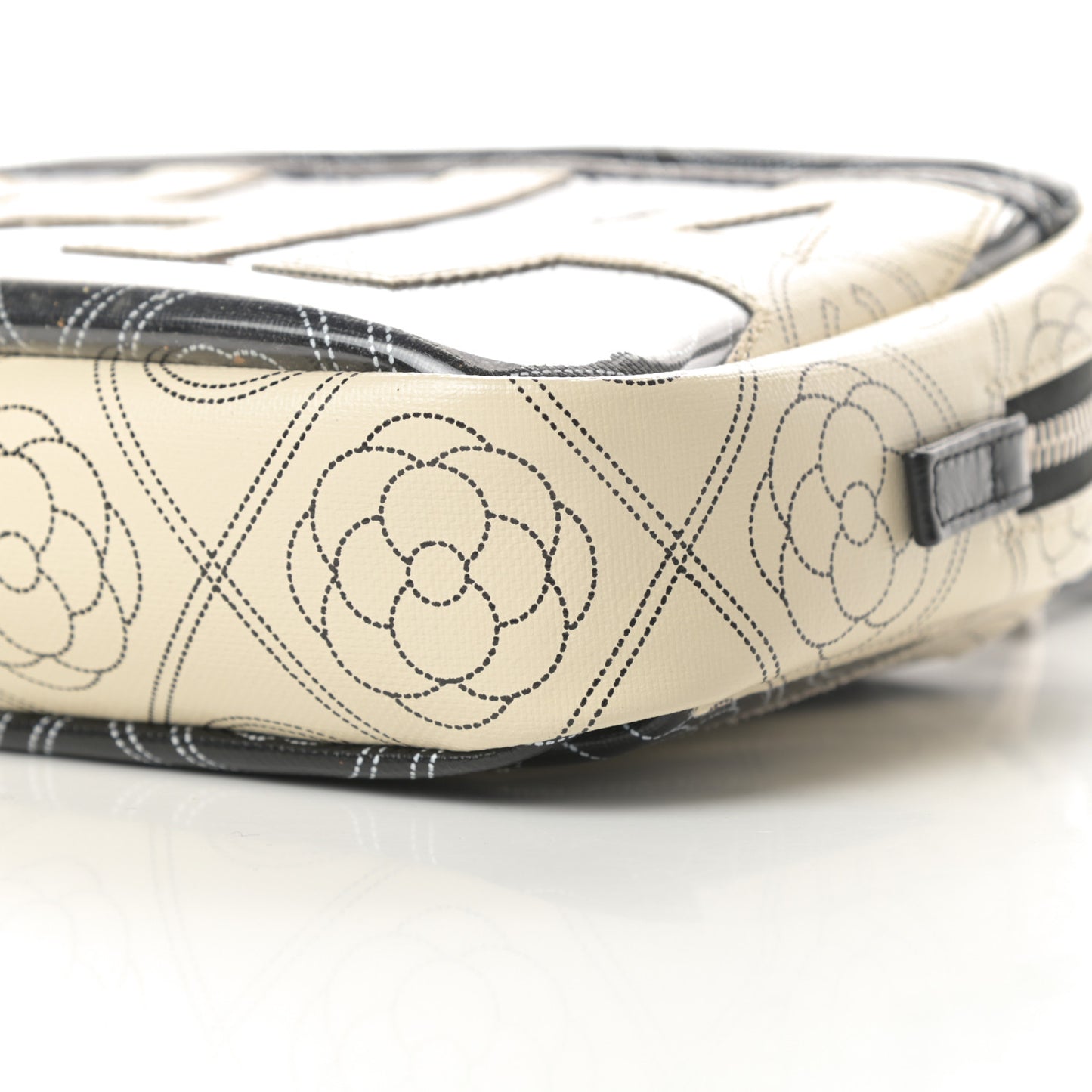 Coated Canvas Calfskin Camellia Printed Camera Case Black Beige