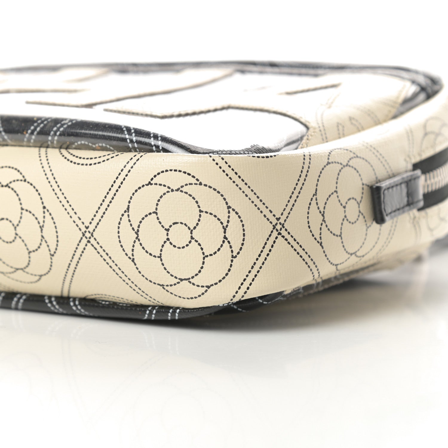 Chanel Coated Canvas Calfskin Camellia Printed Camera Case Black Beige 11 of 11