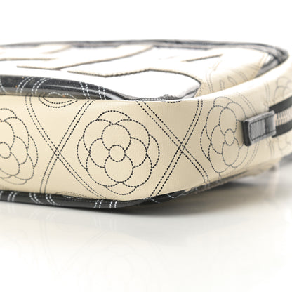 Chanel Coated Canvas Calfskin Camellia Printed Camera Case Black Beige 11 of 11