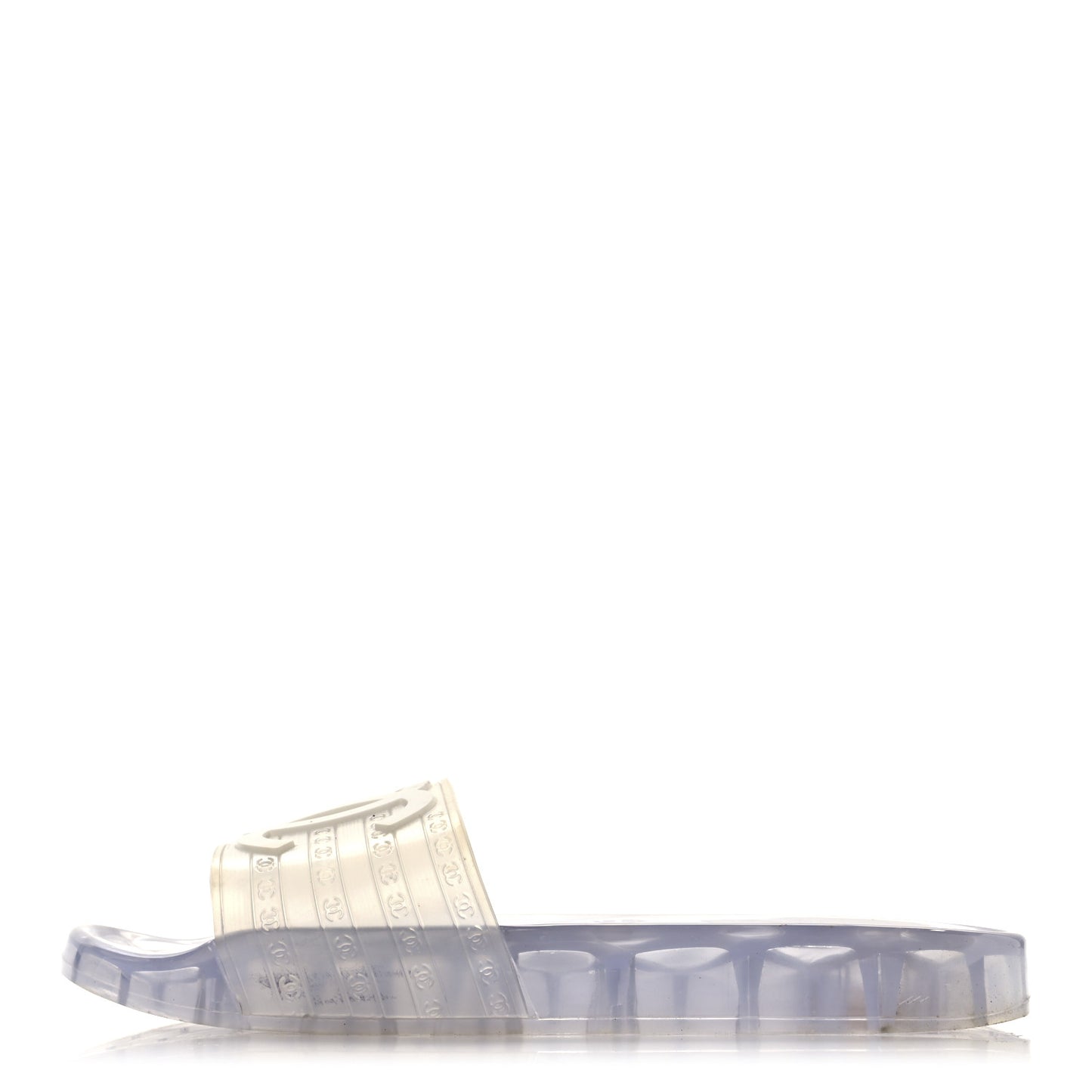PVC Transparent CC Flat Slide Sandals 9 White