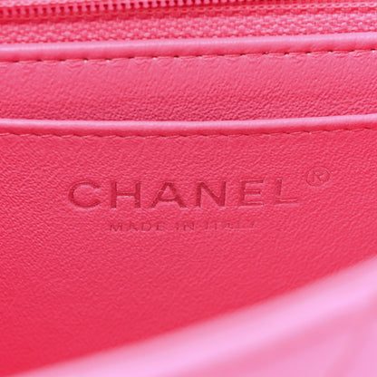 Chanel Lambskin Quilted Mini Rectangular Flap Neon Pink 6 of 15