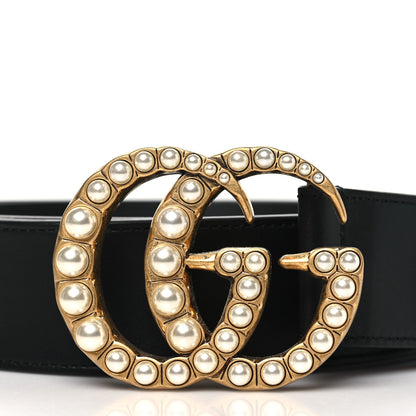 Gucci Moon Calfskin Pearl Double G 40mm Belt 95 38 Black Cream 2 of 7