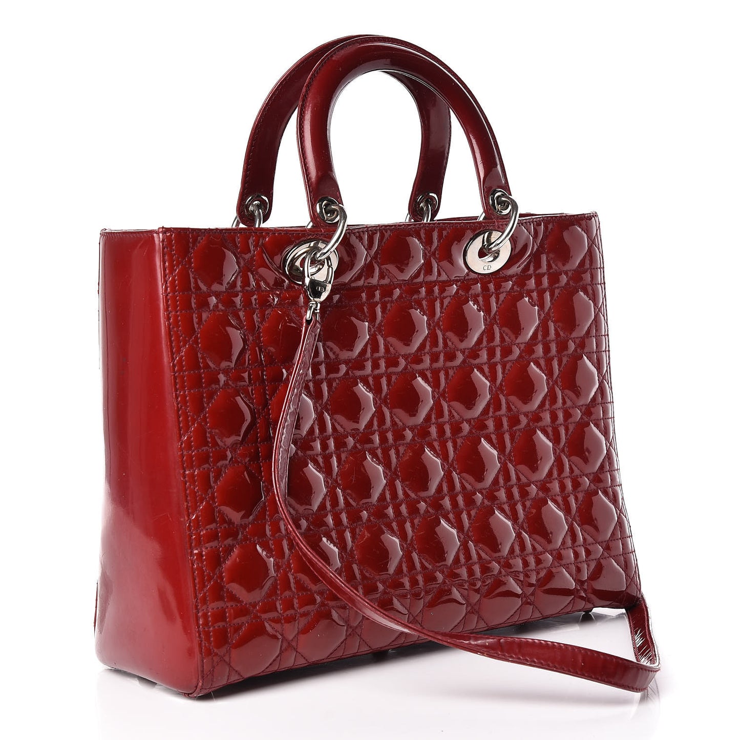 Patent Cannage Large Lady Dior Red