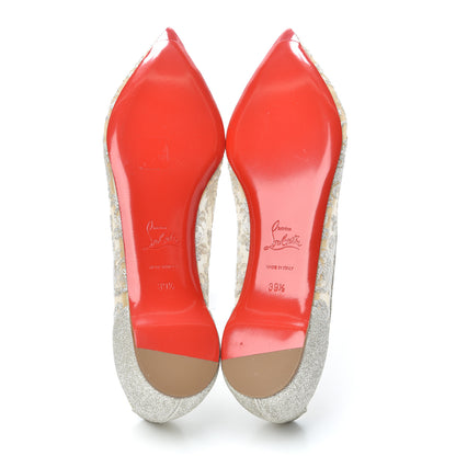 Christian Louboutin Kid Rete Lace Follies Ballerina Flat 39.5 Platine 7 of 7