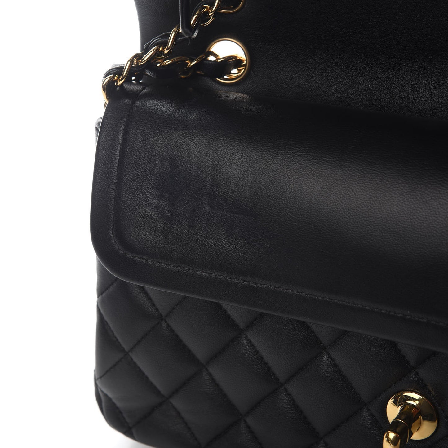 Lambskin Quilted Medium Double Flap Black