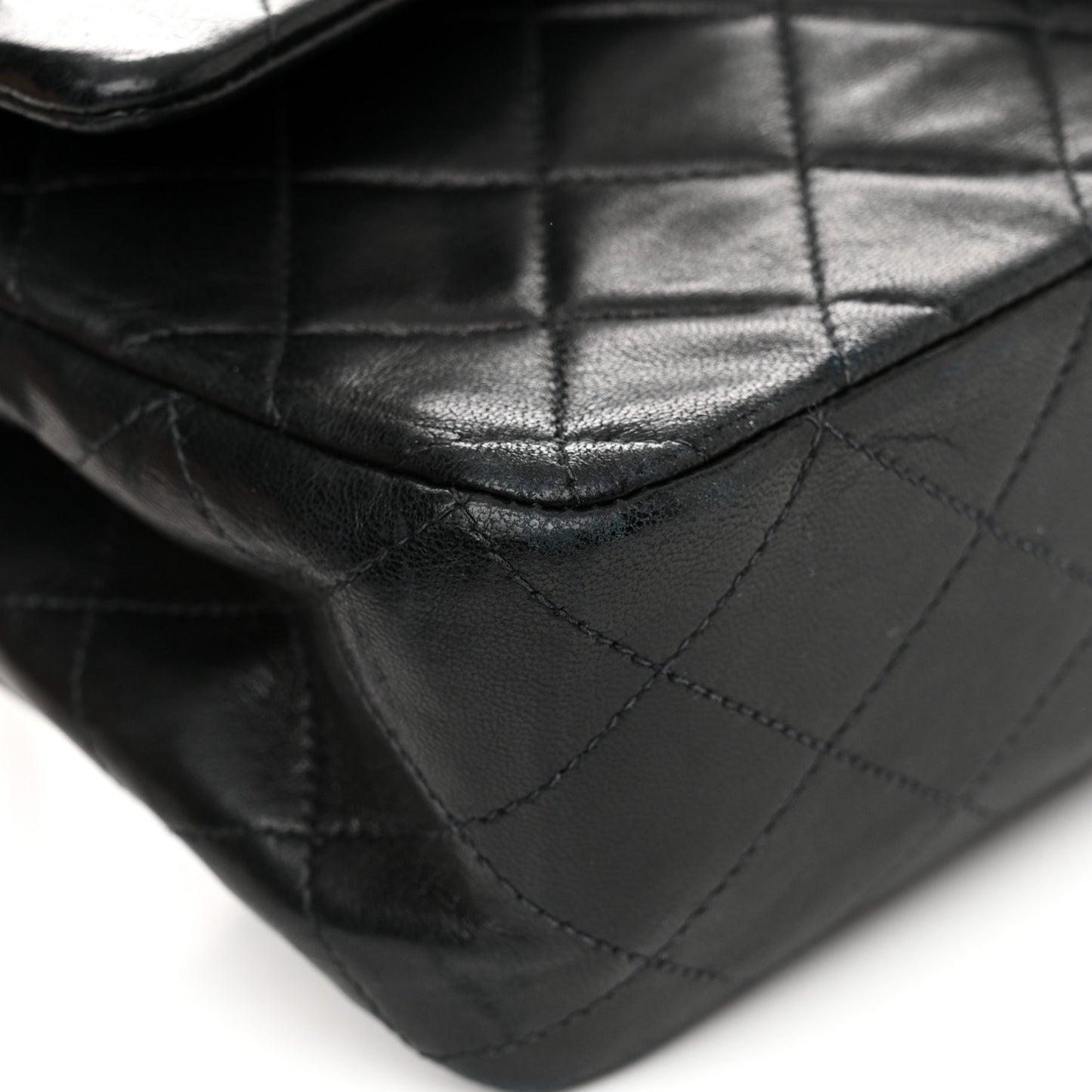 Lambskin Quilted Medium Double Flap Black