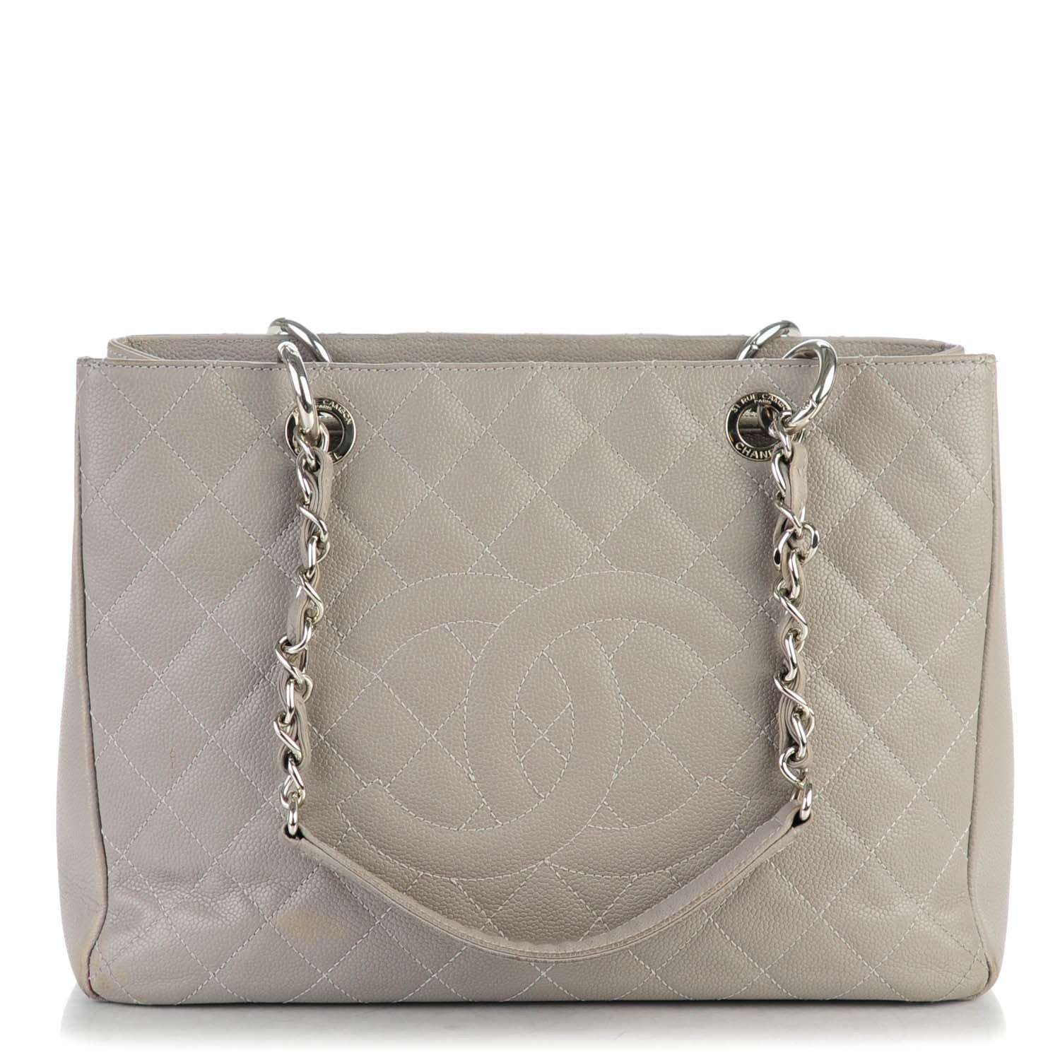 Chanel Caviar Quilted Grand Shopping Tote GST Light Grey 1 of 7