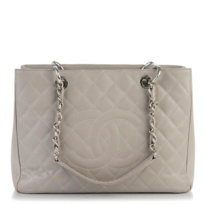 Chanel Caviar Quilted Grand Shopping Tote GST Light Grey 1 of 7