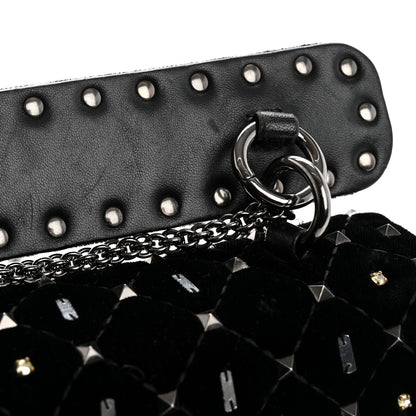 Valentino Garavani Velvet Small Rockstud Spike Embellished Shoulder Bag Black 12 of 15