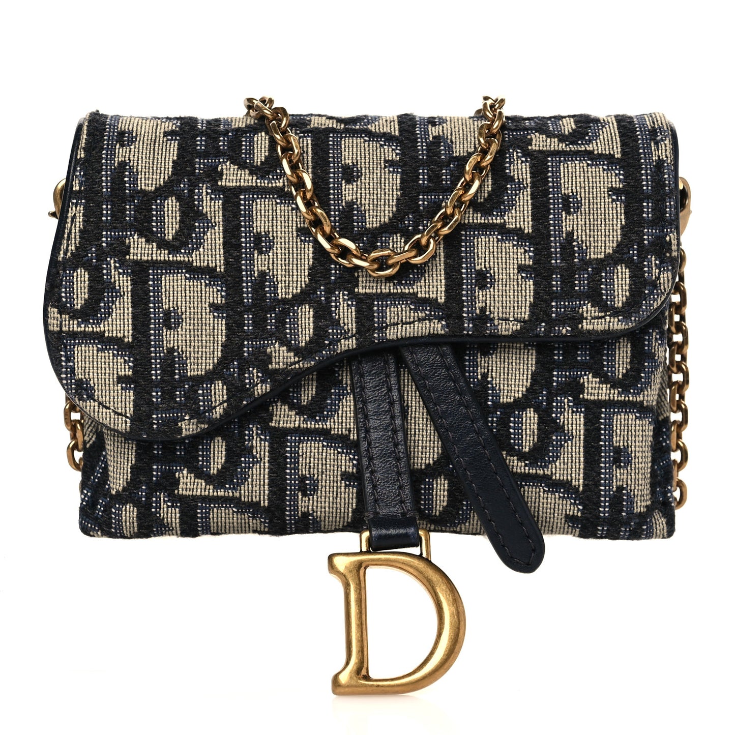 Oblique Nano Saddle Chain Pouch Blue