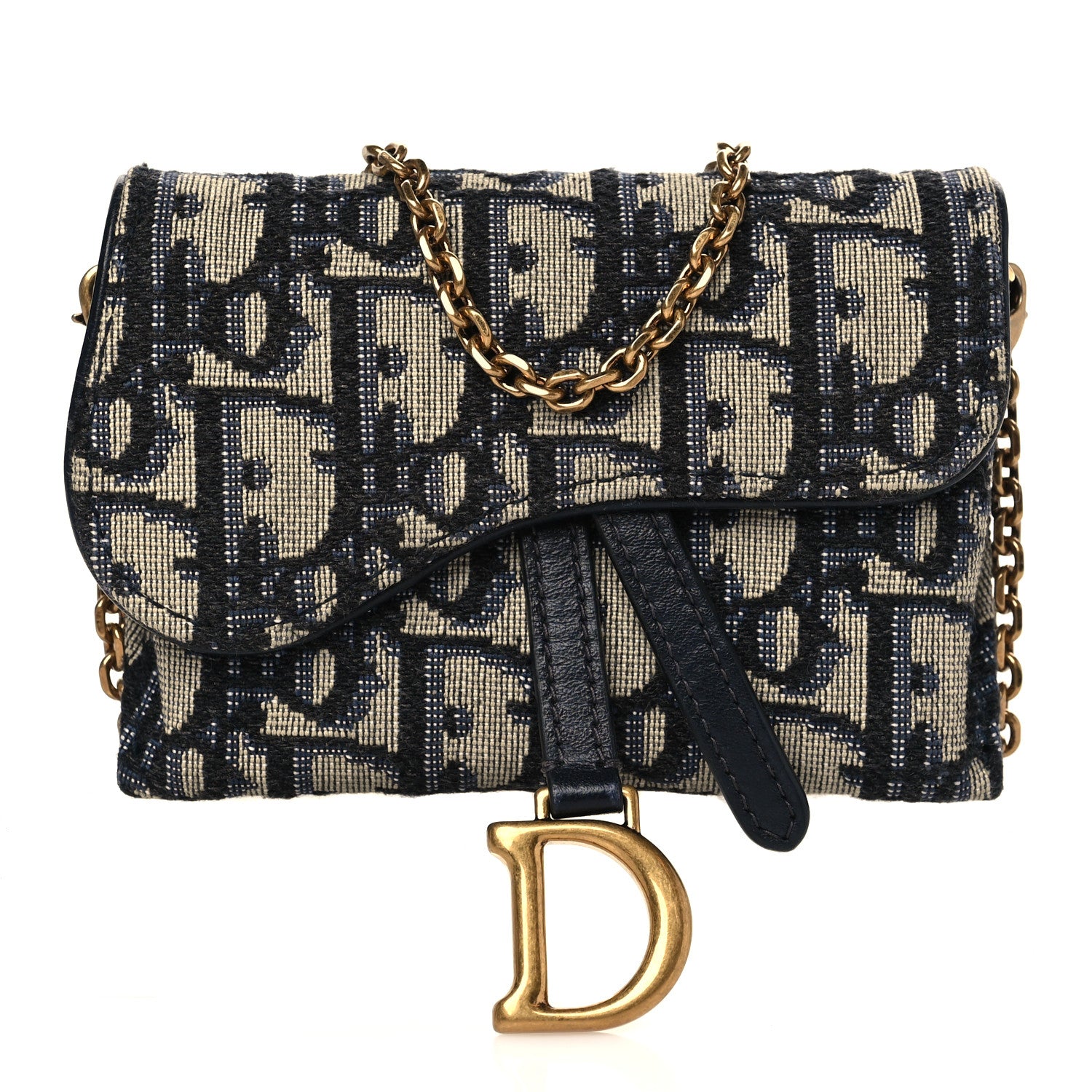 Christian Dior Oblique Nano Saddle Chain Pouch Blue 1 of 6