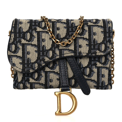 Christian Dior Oblique Nano Saddle Chain Pouch Blue 1 of 6