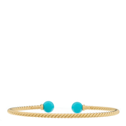 David Yurman 18K Yellow Gold Turquoise 8.5mm Solari Bead Bracelet 2 of 3