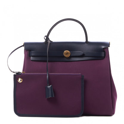 Hermes Military Toile Vache Hunter Herbag Zip PM 31 Cassis Bleu Indigo 1 of 9