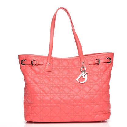 Christian Dior Canvas Cannage Medium Panarea Tote Coral 1 of 9