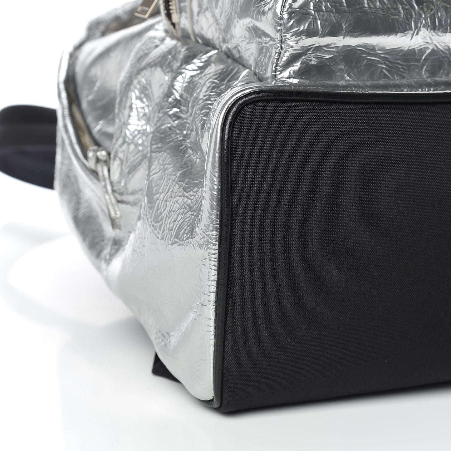 Textured Patent City Backpack Argent
