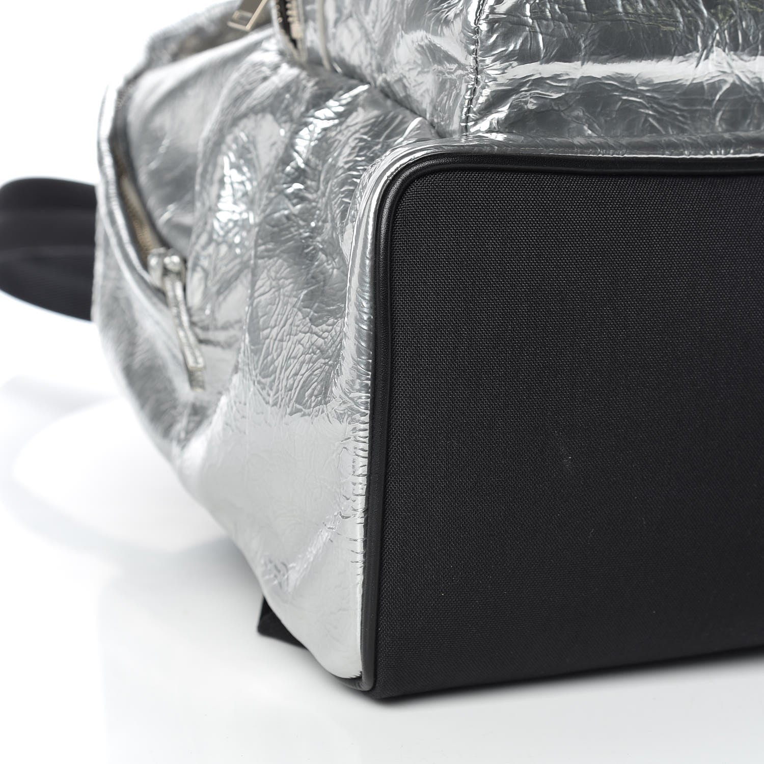 Saint Laurent Textured Patent City Backpack Argent 8 of 9