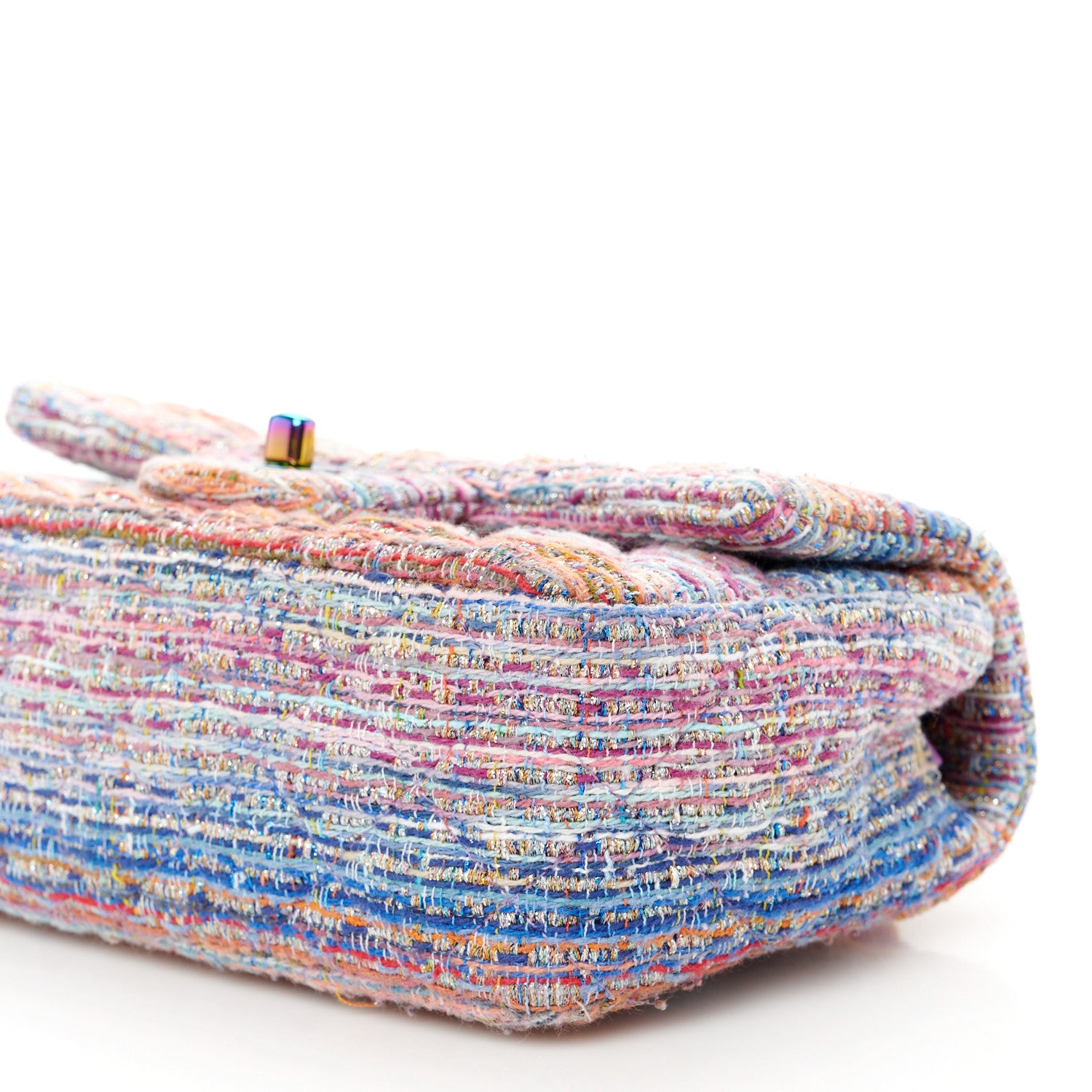 Chanel Tweed Quilted Mini Rectangular Flap Blue Pink Orange 11 of 11