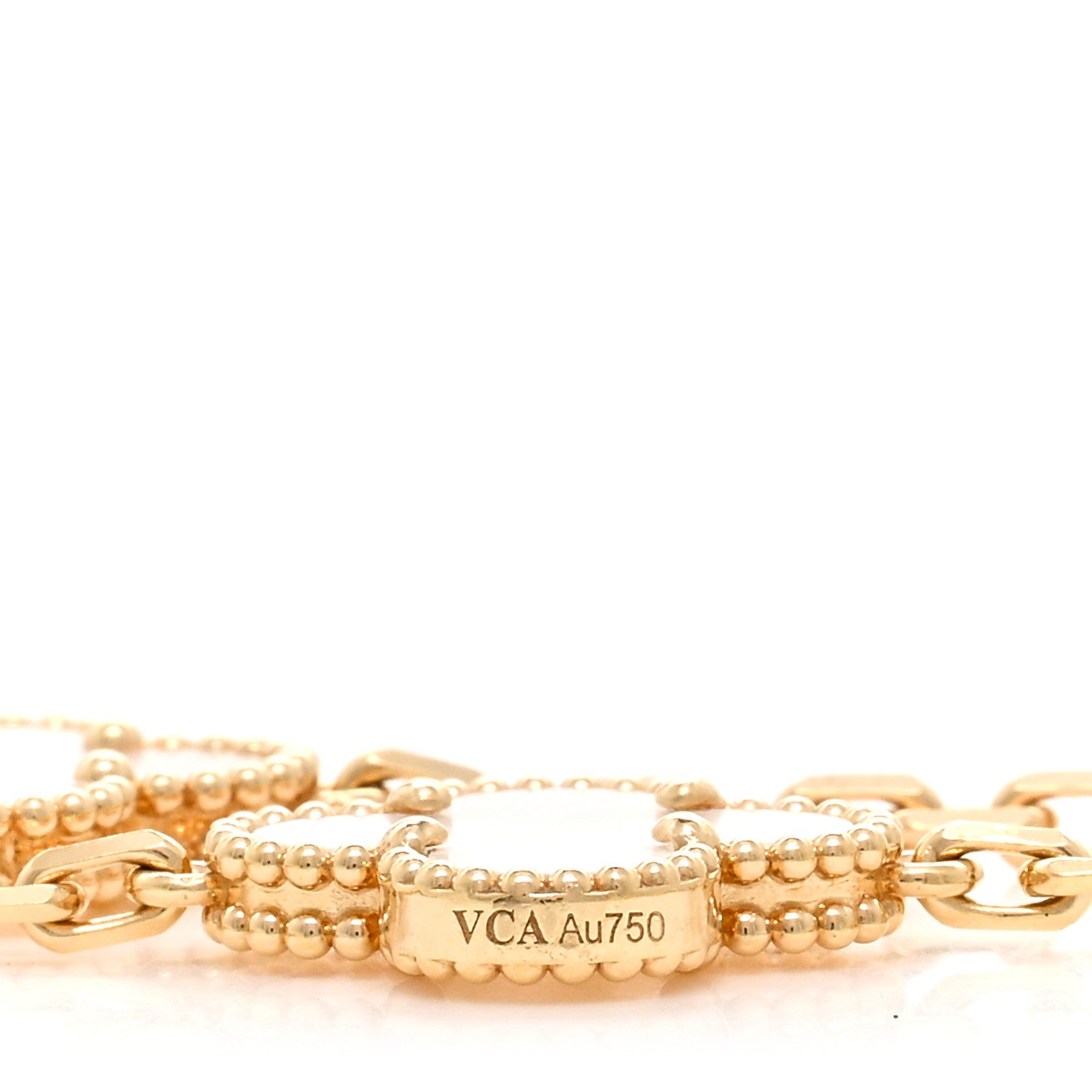 Van Cleef & Arpels 18K Yellow Gold Mother of Pearl 10 Motifs Vintage Alhambra Necklace 5 of 7