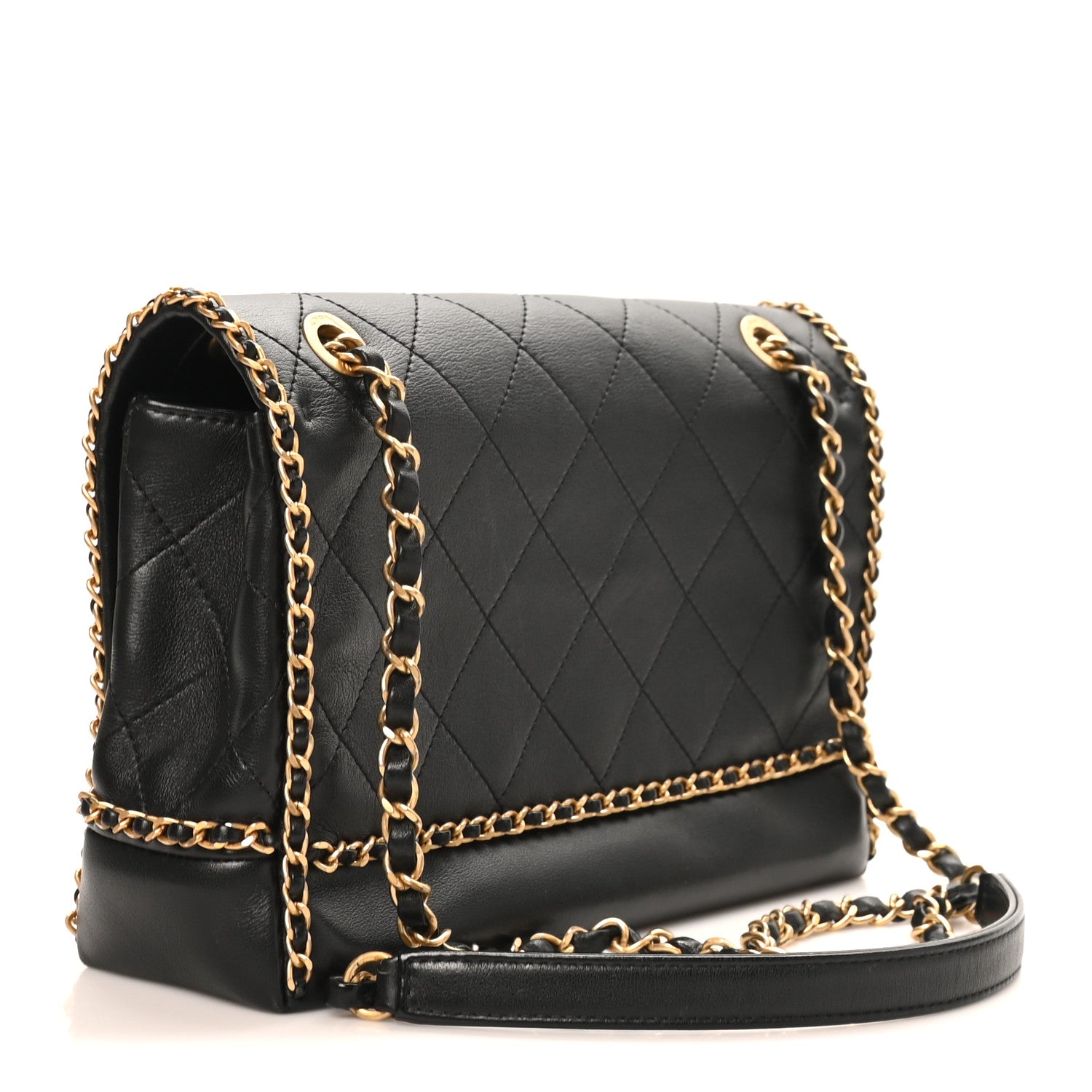 Chanel Calfskin Stitched Chain Flap Black 3 of 10