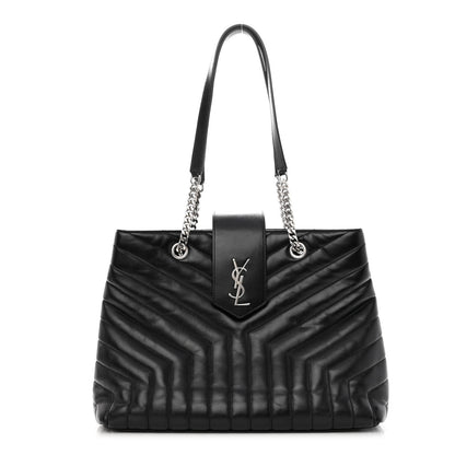 Saint Laurent Calfskin Y Quilted Monogram Large Loulou Shopper Black 1 of 10