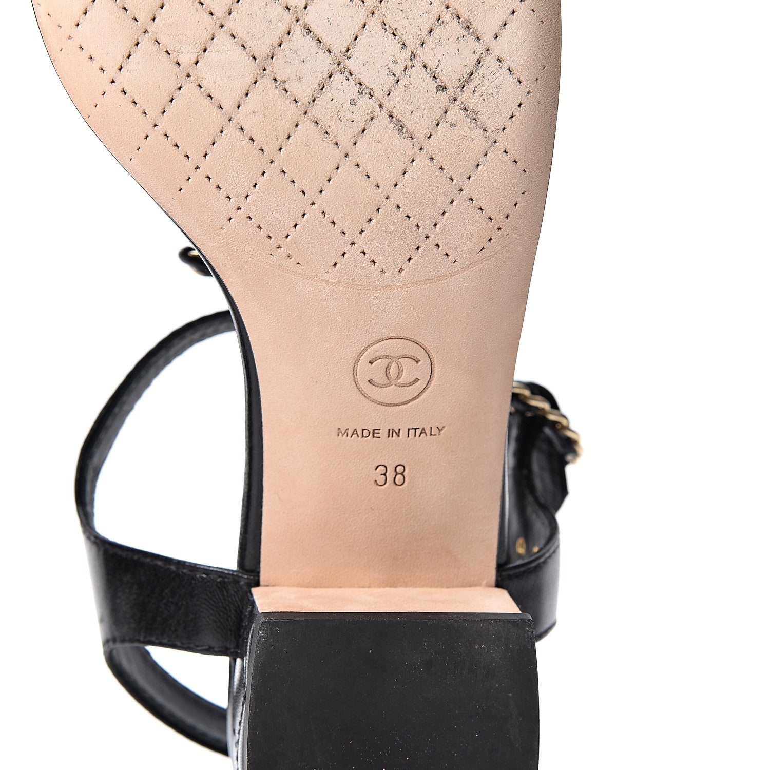 Chanel Lambskin Chain CC Logo Thong Sandals 38 Black 9 of 9