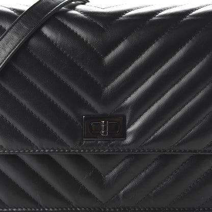 Chanel Aged Calfskin Chevron Quilted Reissue 2.55 Square Wallet On Chain WOC So Black 11 of 11