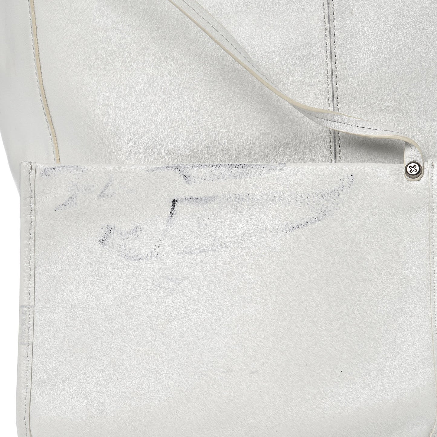Pebbled Calfskin Prisma Skeletal Tote White
