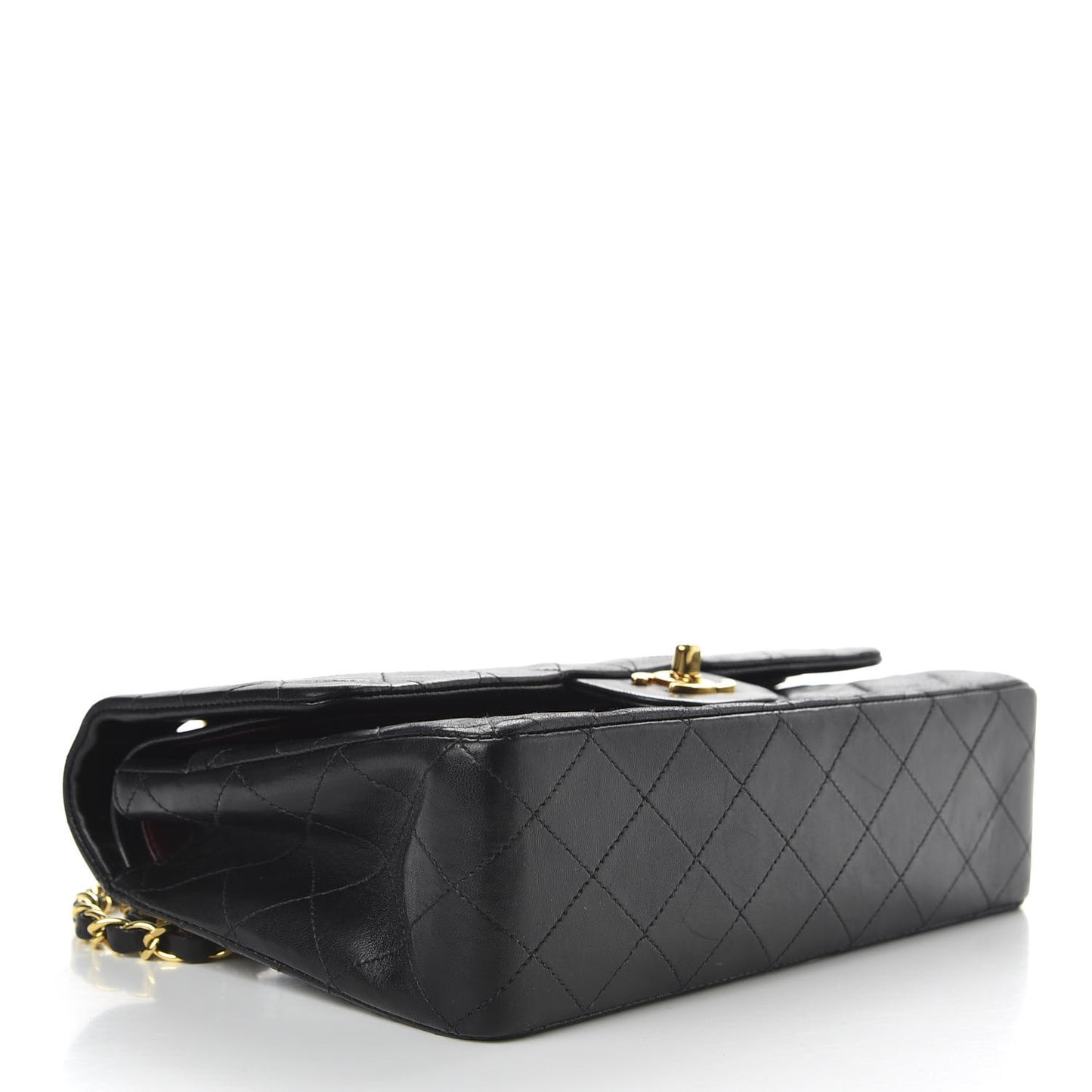 Lambskin Quilted Medium Double Flap Black