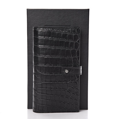 Saint Laurent Calfskin Crocodile Embossed Sac De Jour Supple Continental Wallet Black 10 of 10