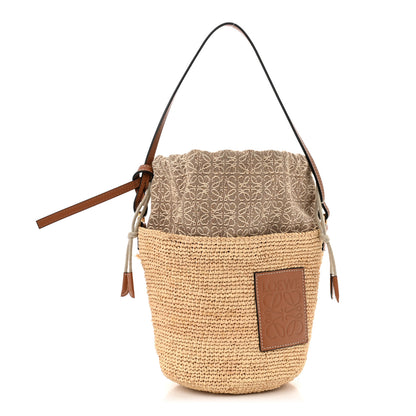 Loewe Calfskin Raffia Anagram Paulas Ibiza Pochette Bag Natural Tan 1 of 10