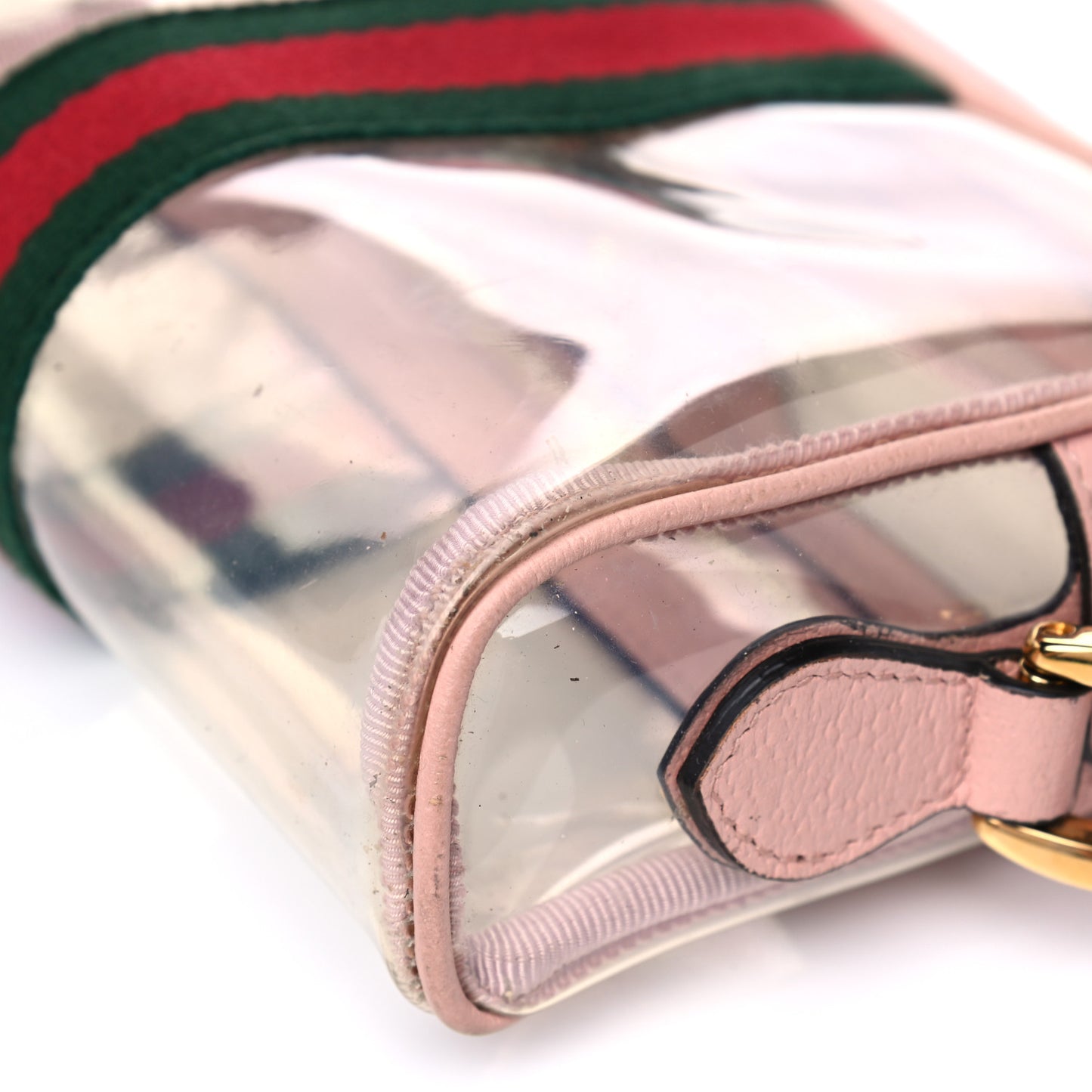 Vinyl Web Mini Ophidia Transparent Shoulder Bag Perfect Pink