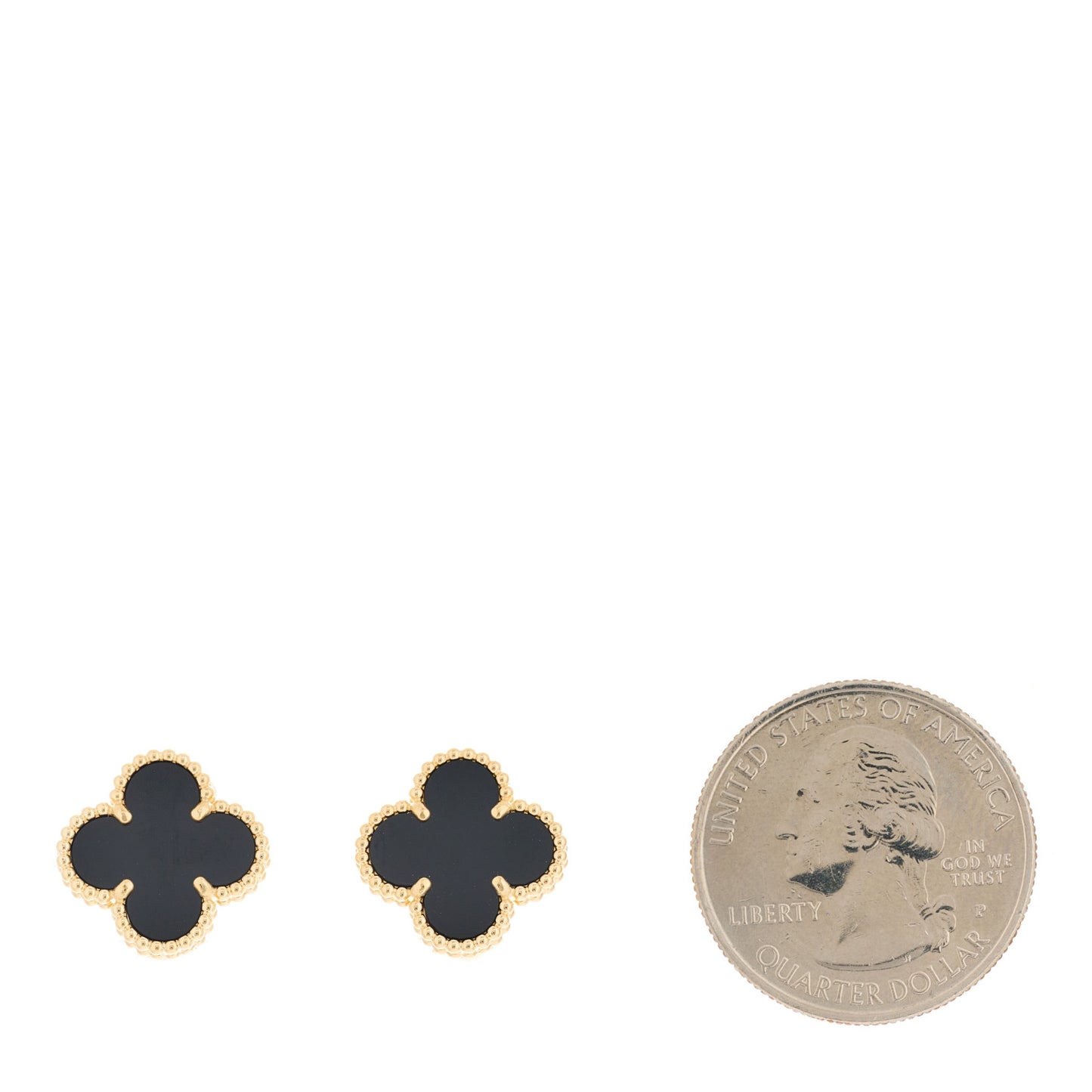 18K Yellow Gold Black Onyx Vintage Alhambra Earrings