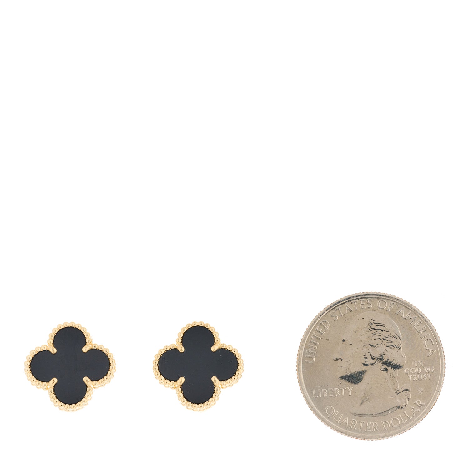 Van Cleef & Arpels 18K Yellow Gold Black Onyx Vintage Alhambra Earrings 2 of 4