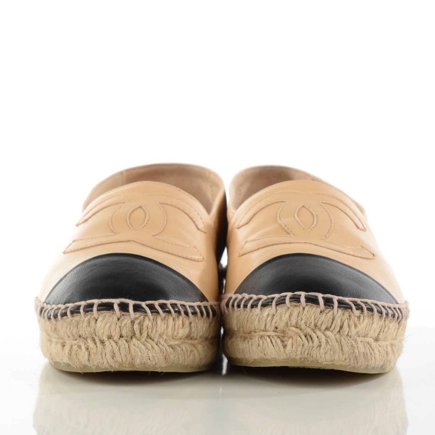 Lambskin CC Espadrilles 35 Beige Black