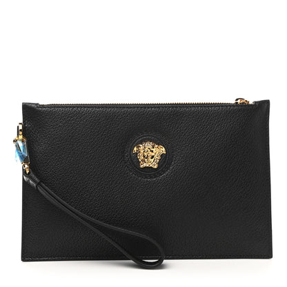 Versace Grained Calfskin La Medusa Pouch Black 1 of 6