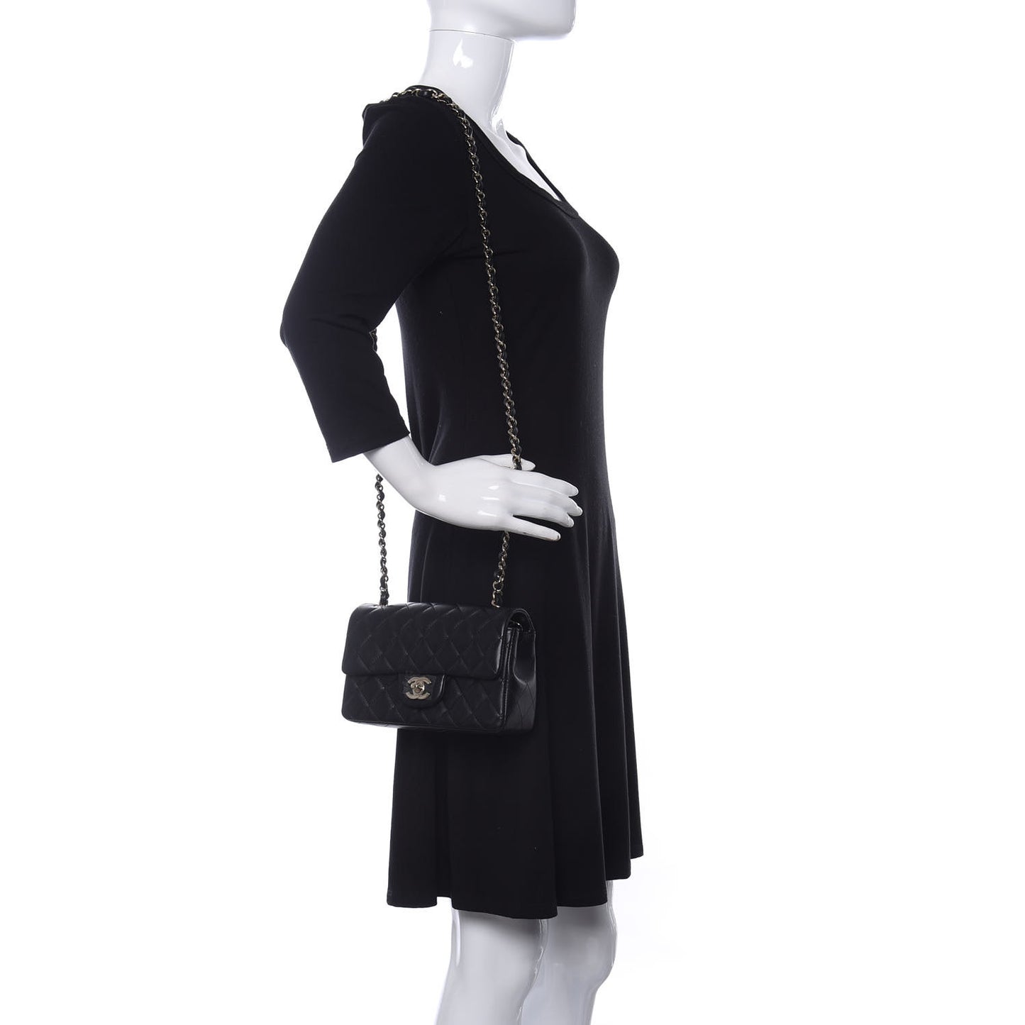 Lambskin Quilted Mini Rectangular Flap Black