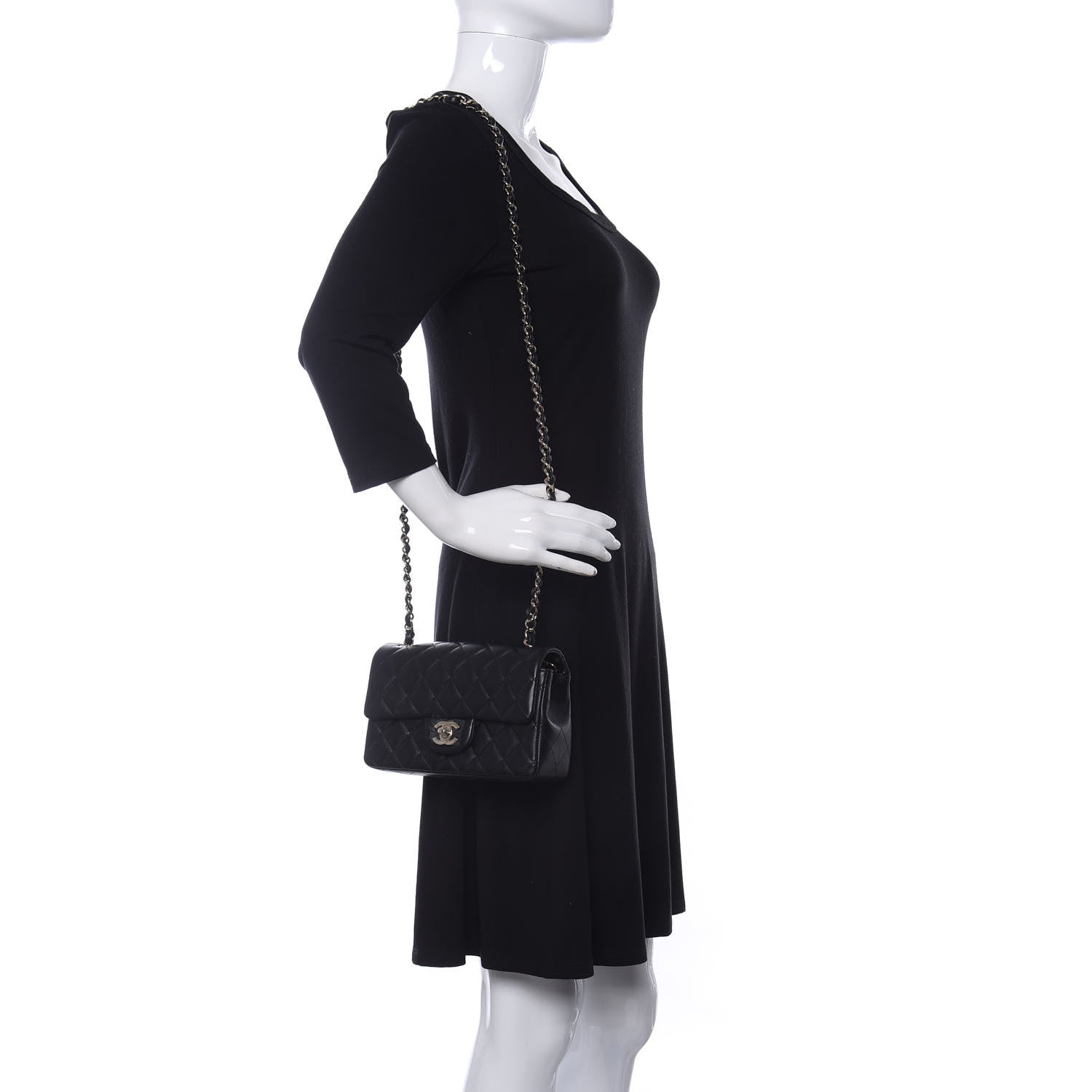Chanel Lambskin Quilted Mini Rectangular Flap Black 2 of 12